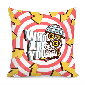 Owl And Arrow And Spiral And Font And Hat And Skateboard Pillow Cover