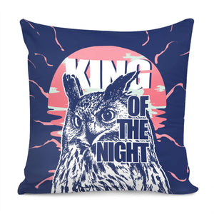 Owl And Moon And Lake And Font Pillow Cover