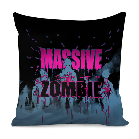 Image of Zombies And Blood And Doomsday And Light And Smoke And Fonts Pillow Cover