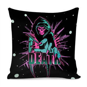 Grim Reaper And Fonts And Rifts And Taro And Stars Pillow Cover