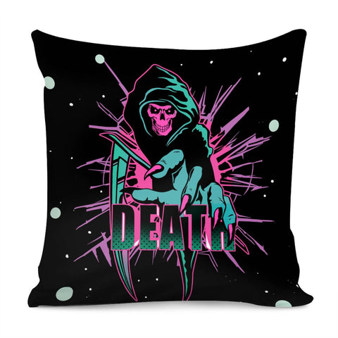 Image of Grim Reaper And Fonts And Rifts And Taro And Stars Pillow Cover