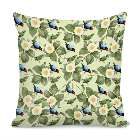 Image of White Camellia And Birds 2 Pillow Cover