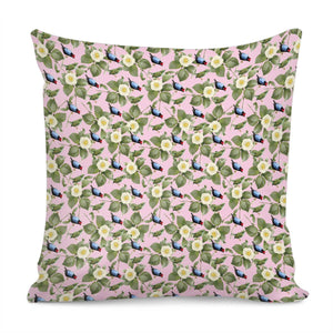 White Camellia And Birds 3 Pillow Cover