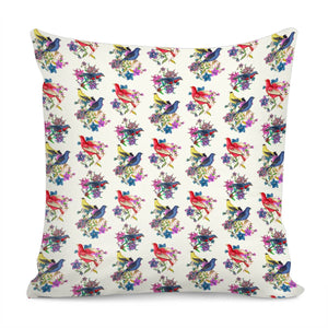 Flowers And Birds Pillow Cover