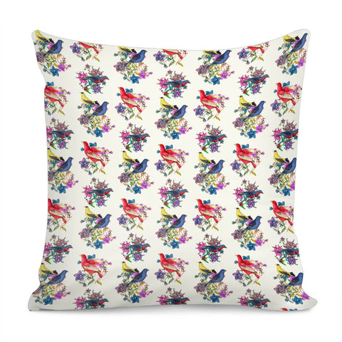 Image of Flowers And Birds Pillow Cover