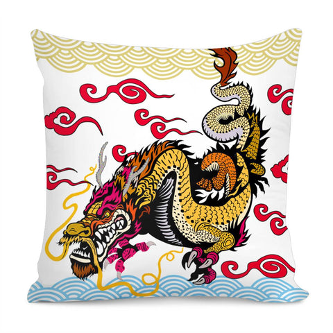 Image of Chinese Tide Dragon Pillow Cover