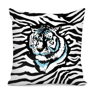 Tiger And Black And White And Animal Textures And Animals Pillow Cover