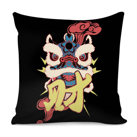 Image of Lion Dance And Light And Auspicious Clouds And Fonts And Lightning Pillow Cover