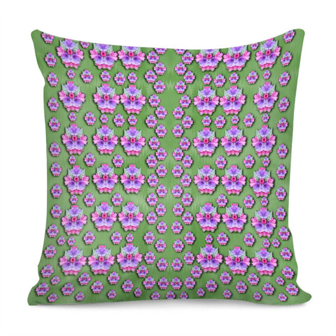 Image of Fantasy Flowers Dancing In The Green Spring Pillow Cover