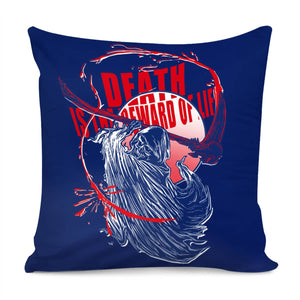 Grim Reaper And Scythe And Font And Blood And Spiral Pillow Cover