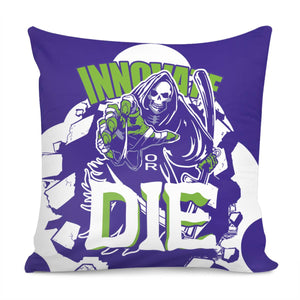 Grim Reaper And Scythe And Font And Stone And Moon Pillow Cover