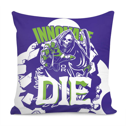 Image of Grim Reaper And Scythe And Font And Stone And Moon Pillow Cover