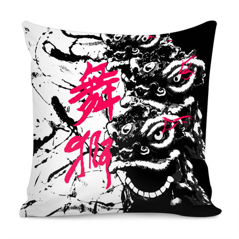 Image of Lion Dance And Ink And Fonts And Ripples Pillow Cover