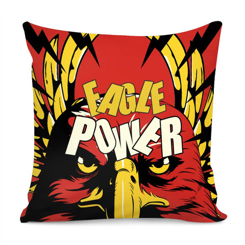 Image of Eagle And Text And Lightning And Wings Pillow Cover