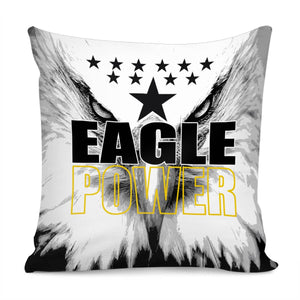 Eagle And Text With Wings And Stars Pillow Cover