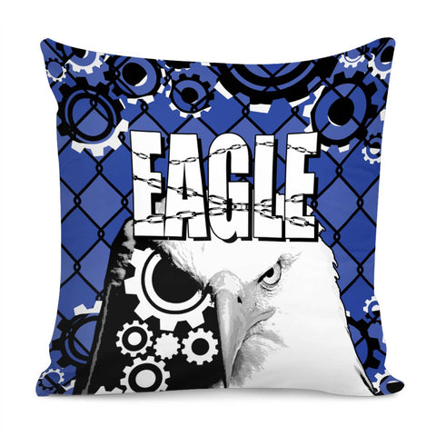 Image of Eagle And Text And Gears And Chains Pillow Cover