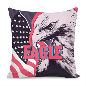 Eagle And Stars And American Flag And Font Pillow Cover