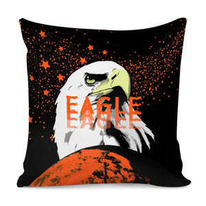 Eagle And Stars And Fonts And Clouds And Moon Pillow Cover