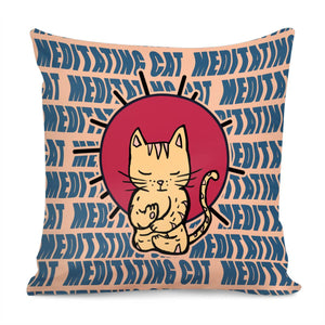 Animals And Cats And Fonts And Sun And Meditation Pillow Cover