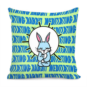 Animals And Rabbits And Fonts And Sun And Meditation Pillow Cover