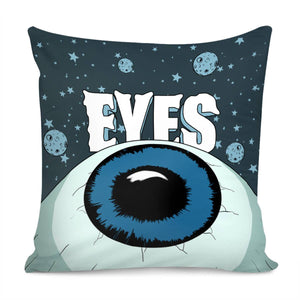 Eyes And Planet And Fonts And Stars And Stars Pillow Cover