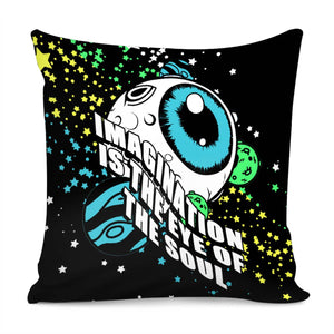 Eyes And Planet And Fonts And Stars And Stars Pillow Cover