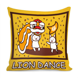 Lion Dance Pillow Cover