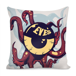 Eyes And Octopus And Fonts And Shadows Pillow Cover