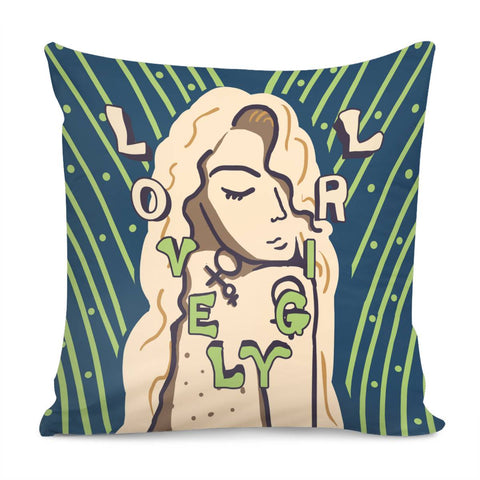 Image of Female Symbols And Fonts And Female Abstract Paintings And Polka Dots Pillow Cover