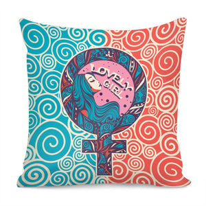 Female Symbols And Fonts And Female Abstract Painting And Polka Dots And Geometric Pillow Cover