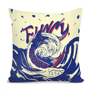 Narwhal And Font And Ocean Pillow Cover