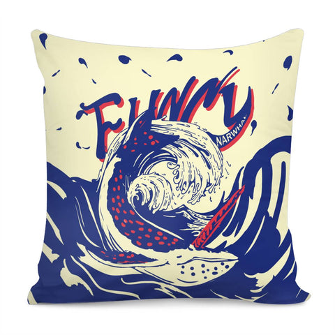 Image of Narwhal And Font And Ocean Pillow Cover