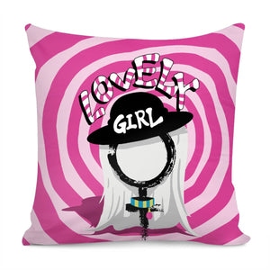 Female Symbol And Female Abstraction And Font And Spiral And Hat Pillow Cover