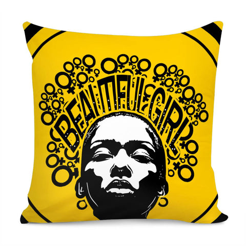 Image of Female Symbols And Female Abstraction And Fonts And Circles Pillow Cover