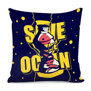 Plastic Trash And Bubbles And Fonts And Fish Bones Pillow Cover