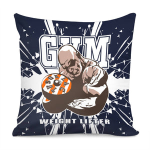 Weightlifting And Muscle Man And Barbell And Font And Debris Pillow Cover