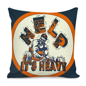 Weightlifting And Muscular Man And Barbell And Font And Ring Pillow Cover