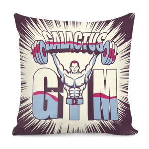 Weightlifting And Characters And Light And Fonts Pillow Cover