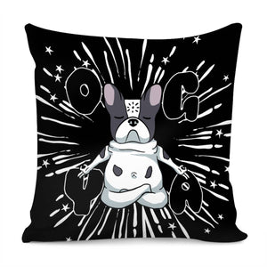 Bulldog And Light And Stars And Font Pillow Cover