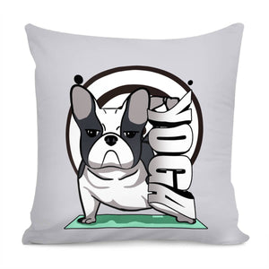 Bulldog And Yoga And Spiral And Font Pillow Cover