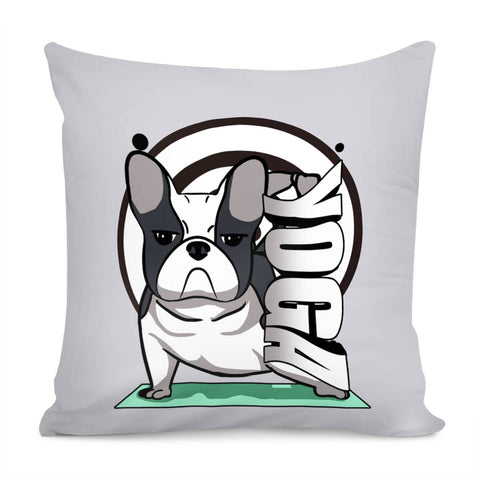 Image of Bulldog And Yoga And Spiral And Font Pillow Cover