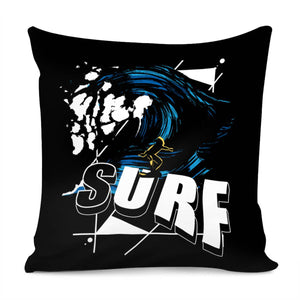 Surfing And Geometry And Fonts And Waves Pillow Cover