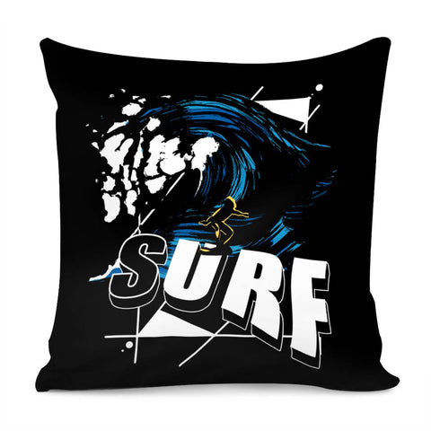 Image of Surfing And Geometry And Fonts And Waves Pillow Cover