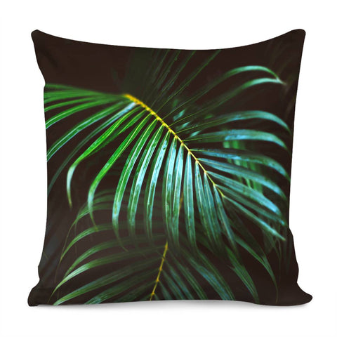 Image of Green Palm Leaves Pillow Cover