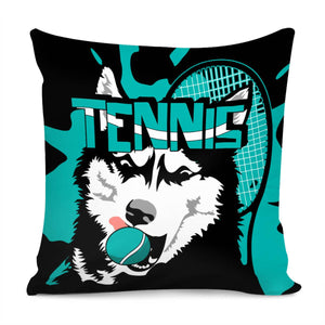 Siberian Husky And Font And Tennis And Splatters Pillow Cover