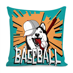 Siberian Husky And Font And Baseball And Shine Pillow Cover