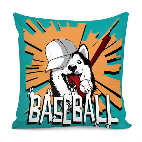 Image of Siberian Husky And Font And Baseball And Shine Pillow Cover