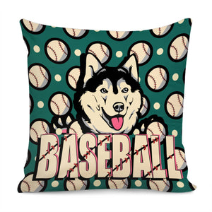 Husky And Fonts And Baseball And Polka Dots Pillow Cover