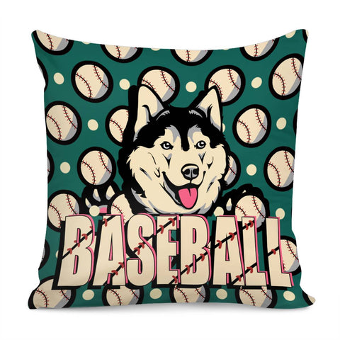 Image of Husky And Fonts And Baseball And Polka Dots Pillow Cover