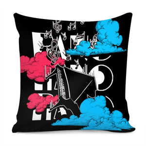 Piano And Clouds And Fonts And Notes Pillow Cover